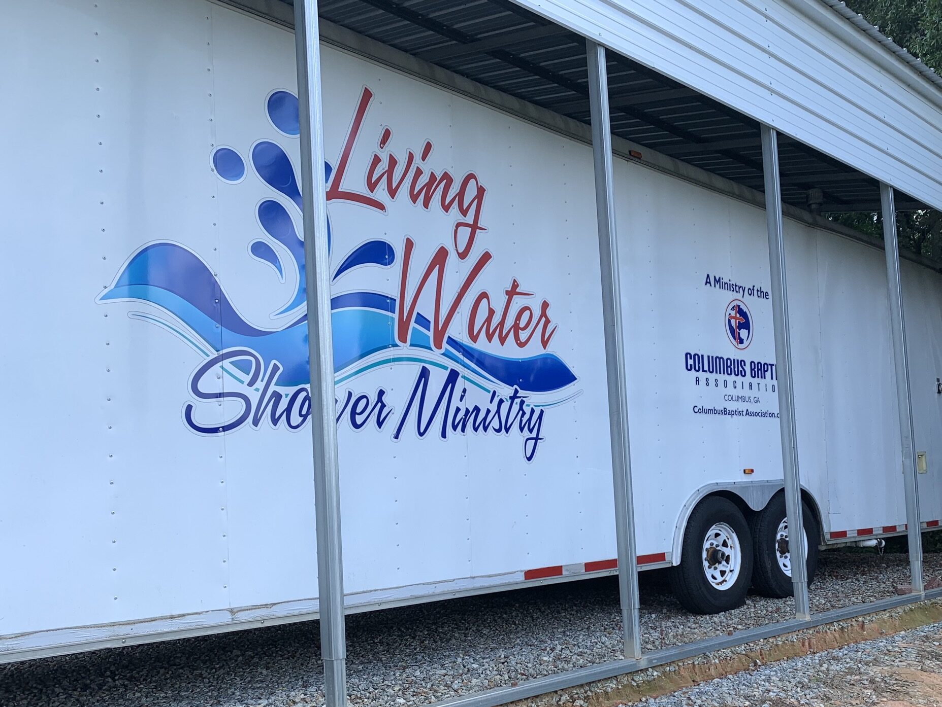 Side View of Shower Trailer photo